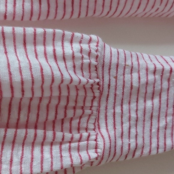 Sundance 100% Linen V Neck Striped Top Balloon Sleeve Size Medium - Picture 3 of 6